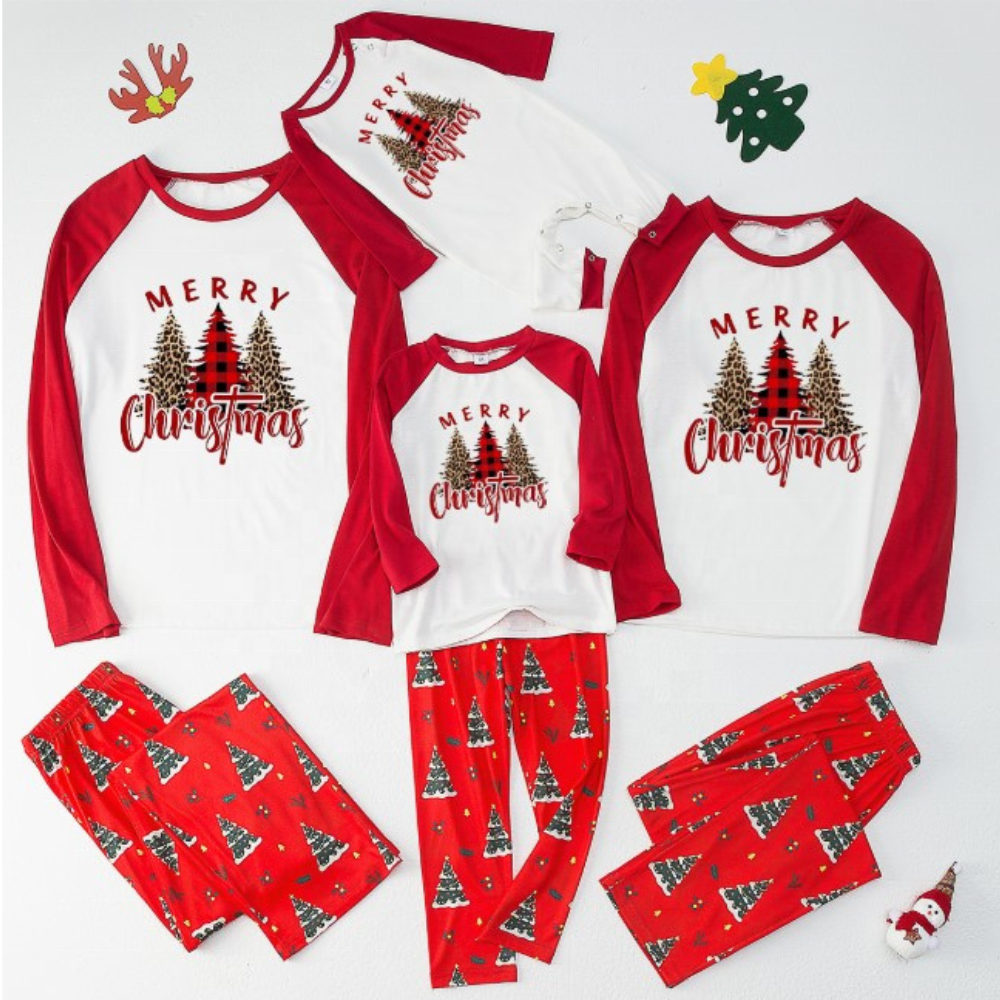 New Design Christmas Sleepwear Set Family Cotton Custom Print Matching Plus Size Pajamas Family For Holiday