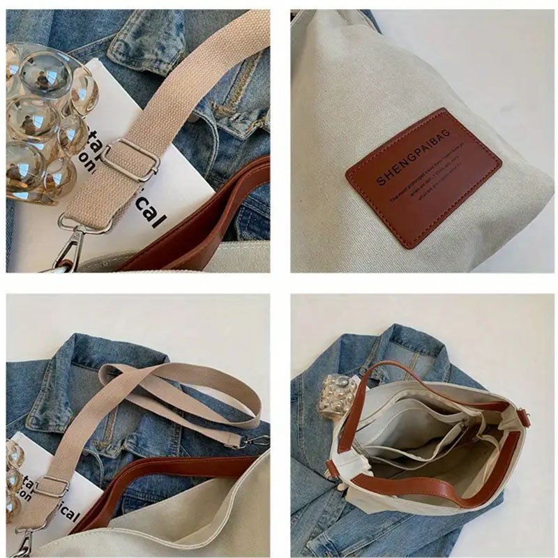 Wholesale High Quality Large Bag Simple Canvas Shoulder Bag Large Capacity All-Match Satchel ToteBag Trendy Crossbody Bag