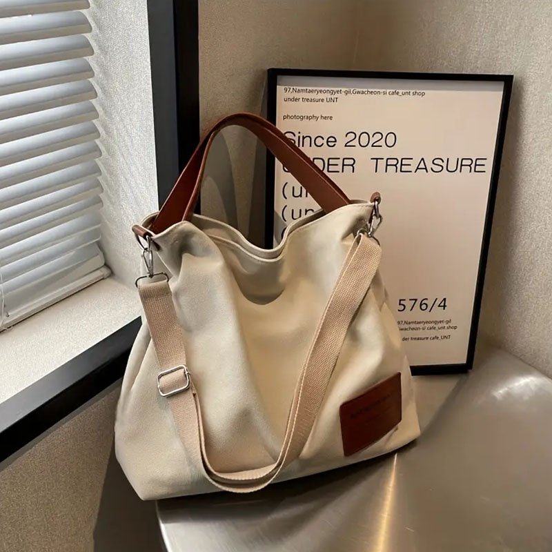 Wholesale High Quality Large Bag Simple Canvas Shoulder Bag Large Capacity All-Match Satchel ToteBag Trendy Crossbody Bag