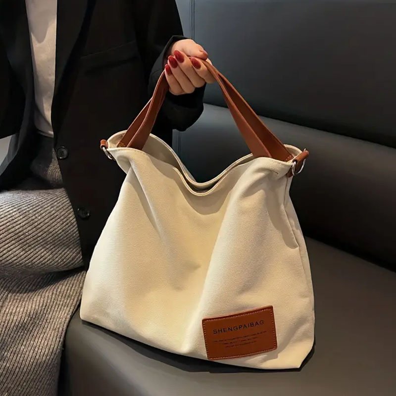 Wholesale High Quality Large Bag Simple Canvas Shoulder Bag Large Capacity All-Match Satchel ToteBag Trendy Crossbody Bag
