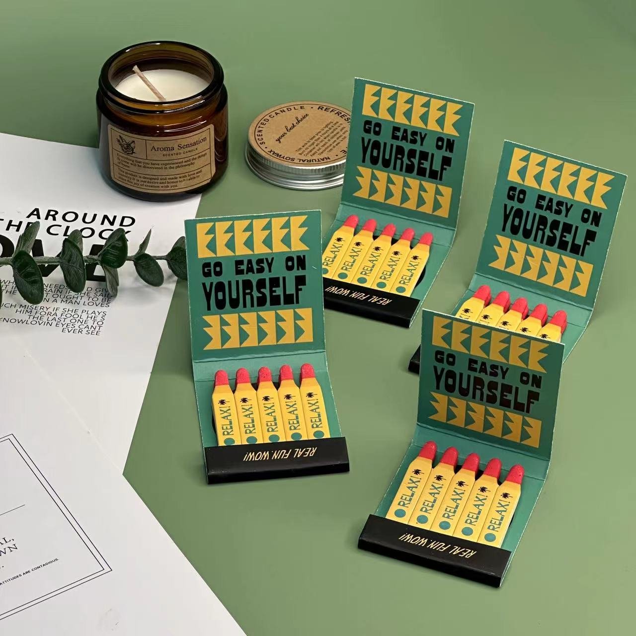 INS Style Advertising book style matches scented candle matches Personalize logo matchbook for hotel household use cigar matches
