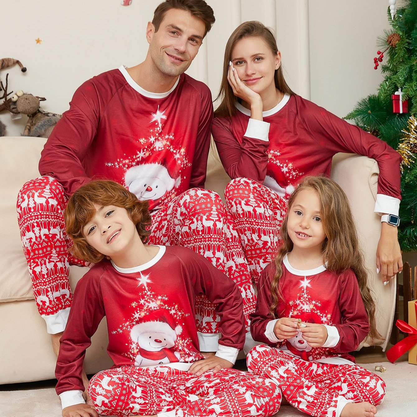 PASUXI Family Christmas Pajamas Set Fashion Print Father Mother Kids Family Matching Clothes Outfits Family Sleepwear