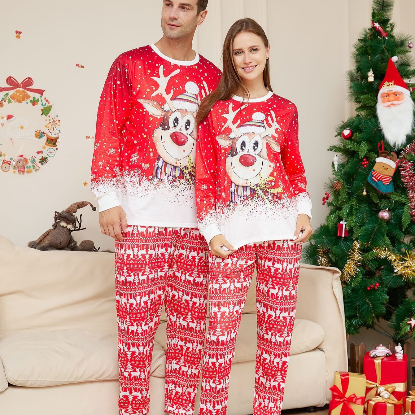 PASUXI Family Christmas Pajamas Set Fashion Print Father Mother Kids Family Matching Clothes Outfits Family Sleepwear