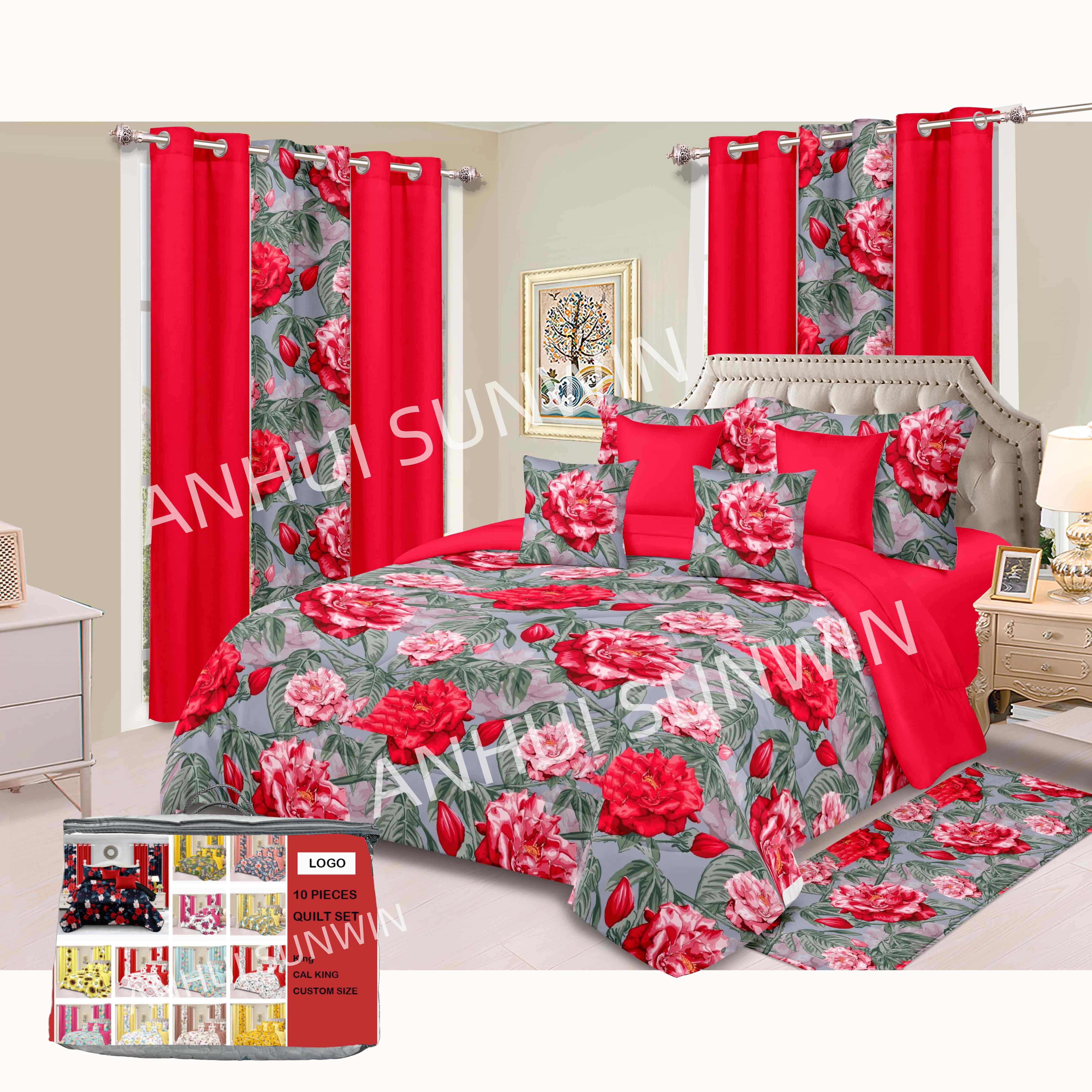 Florida hot selling bedding set with matching curtains king size 10 -24 pcs bed spread bedding set