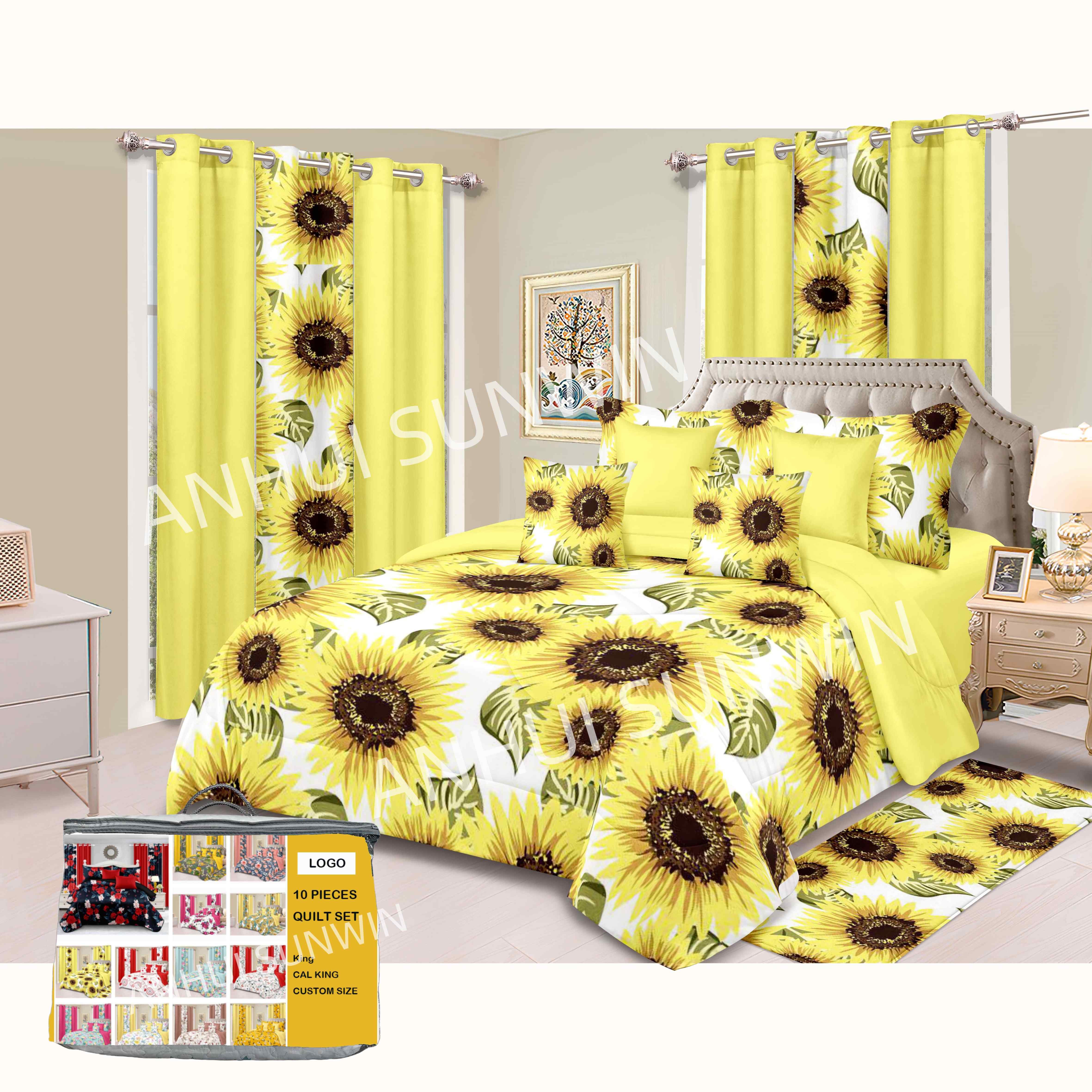 Florida hot selling bedding set with matching curtains king size 10 -24 pcs bed spread bedding set