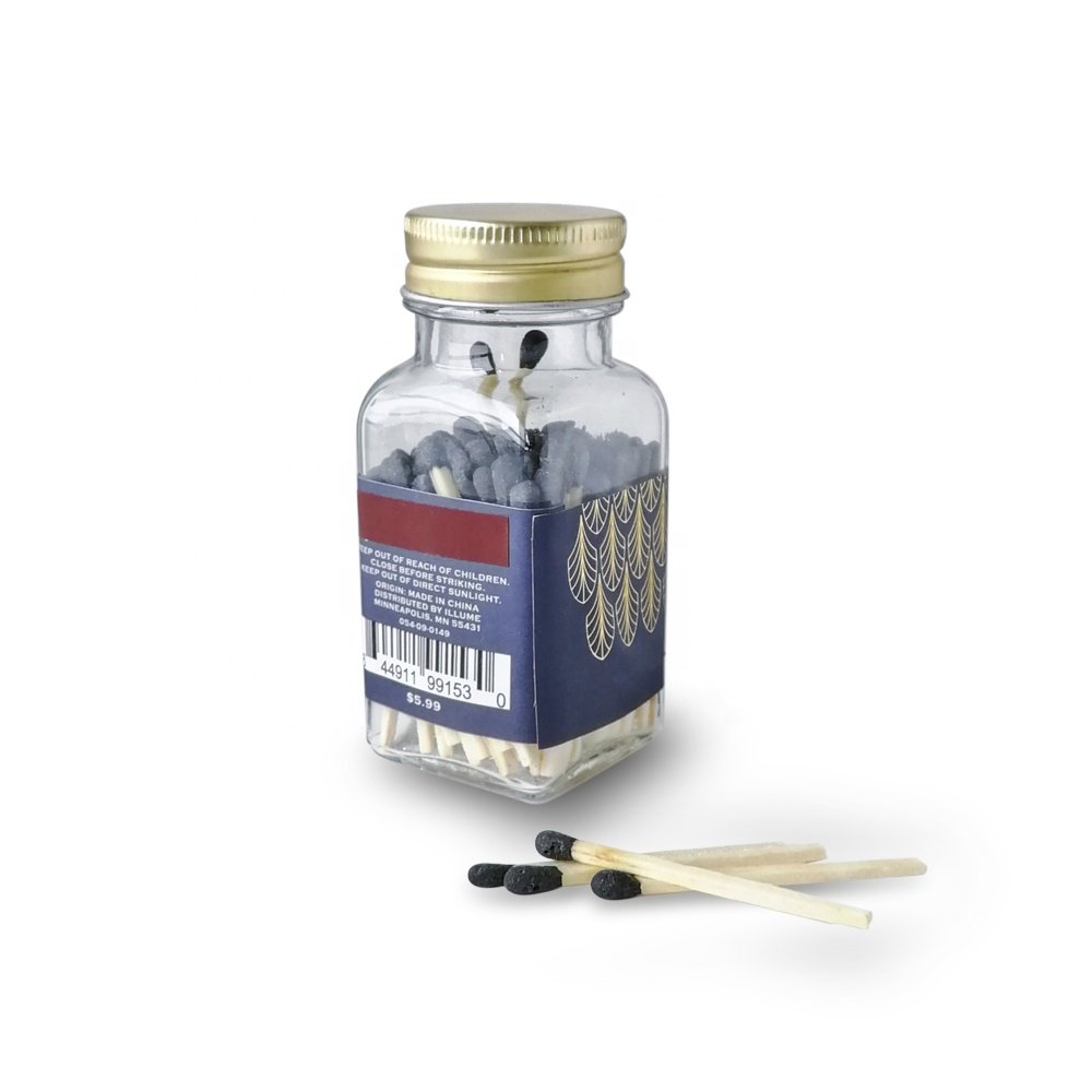 long wooden matches in bottle with label matches jar with match striker paper