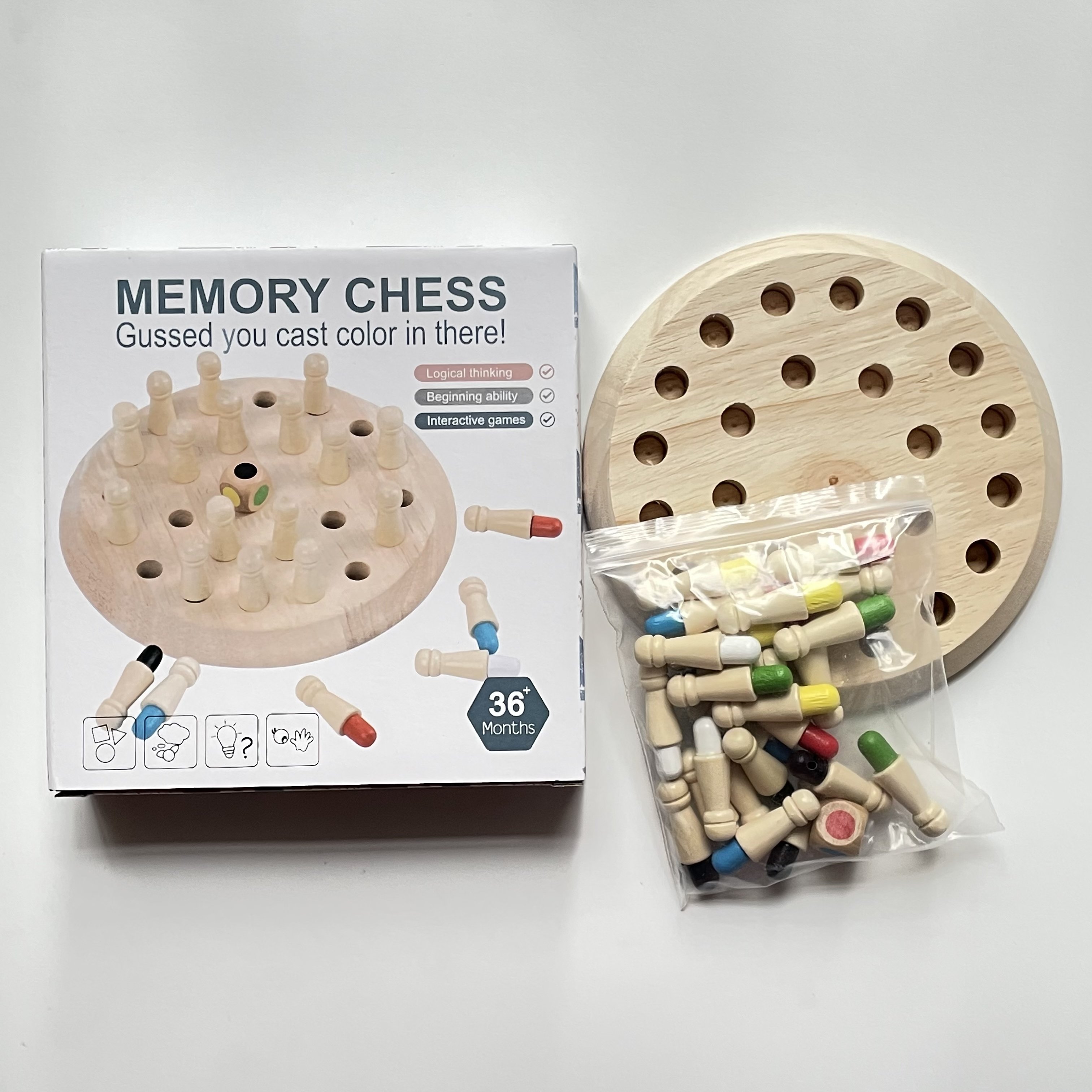 Color Cognition Round Fun Memory Chess Parent Child Toys Wooden Memory Match Stick Chess Game For Children Memory Training