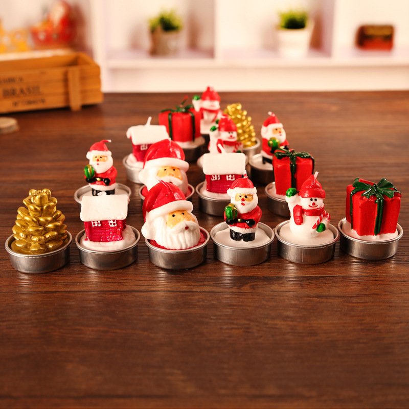 Christmas Candles Santa Claus Scented Candles Tea Lights Christmas Tree Pine Cone Snowflake Candles Gifts for Christmas Party