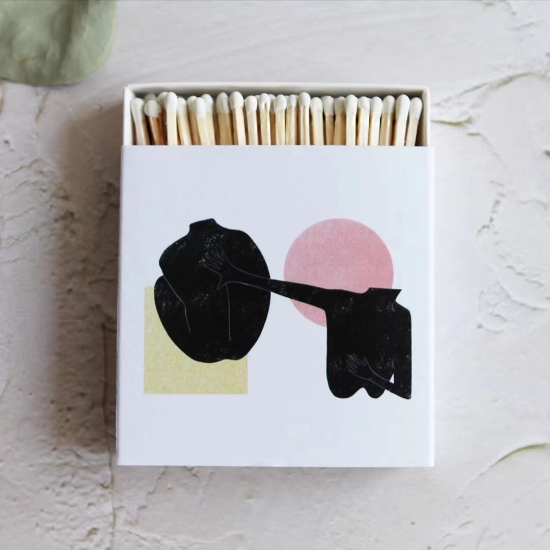 personalized matches wholesale special square boxed wooden stem matchbox custom logo festival personalized matches