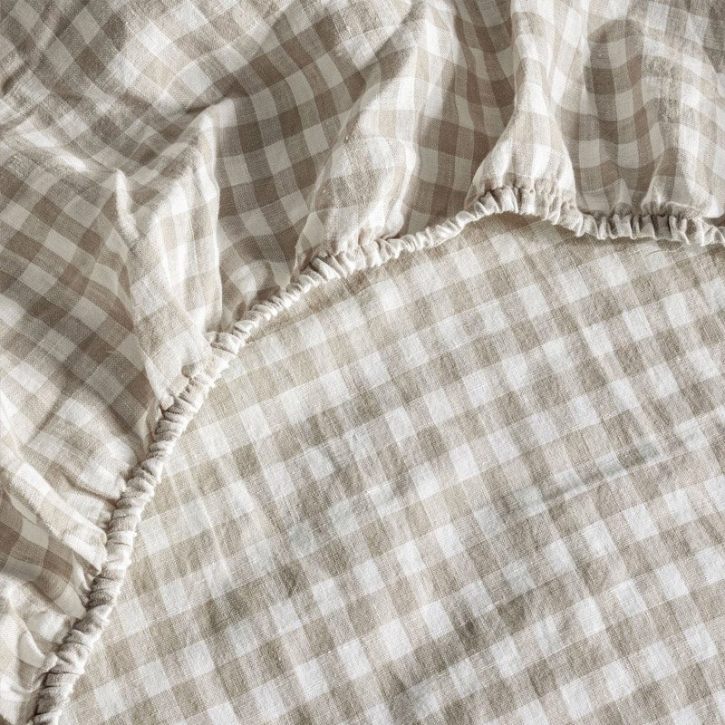 Wholesale Pure gingham linen bedding set Decorative Bed Sheet quilt cover with Lace Matching Bed Skirt Bedspread on Bed Case S