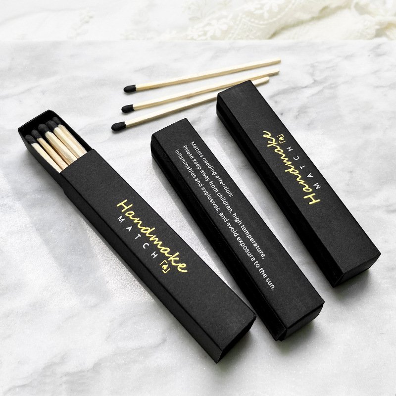long matches box Colored custom match for hotel candle strong sticks high quality wooden UV foil printing matchsticks