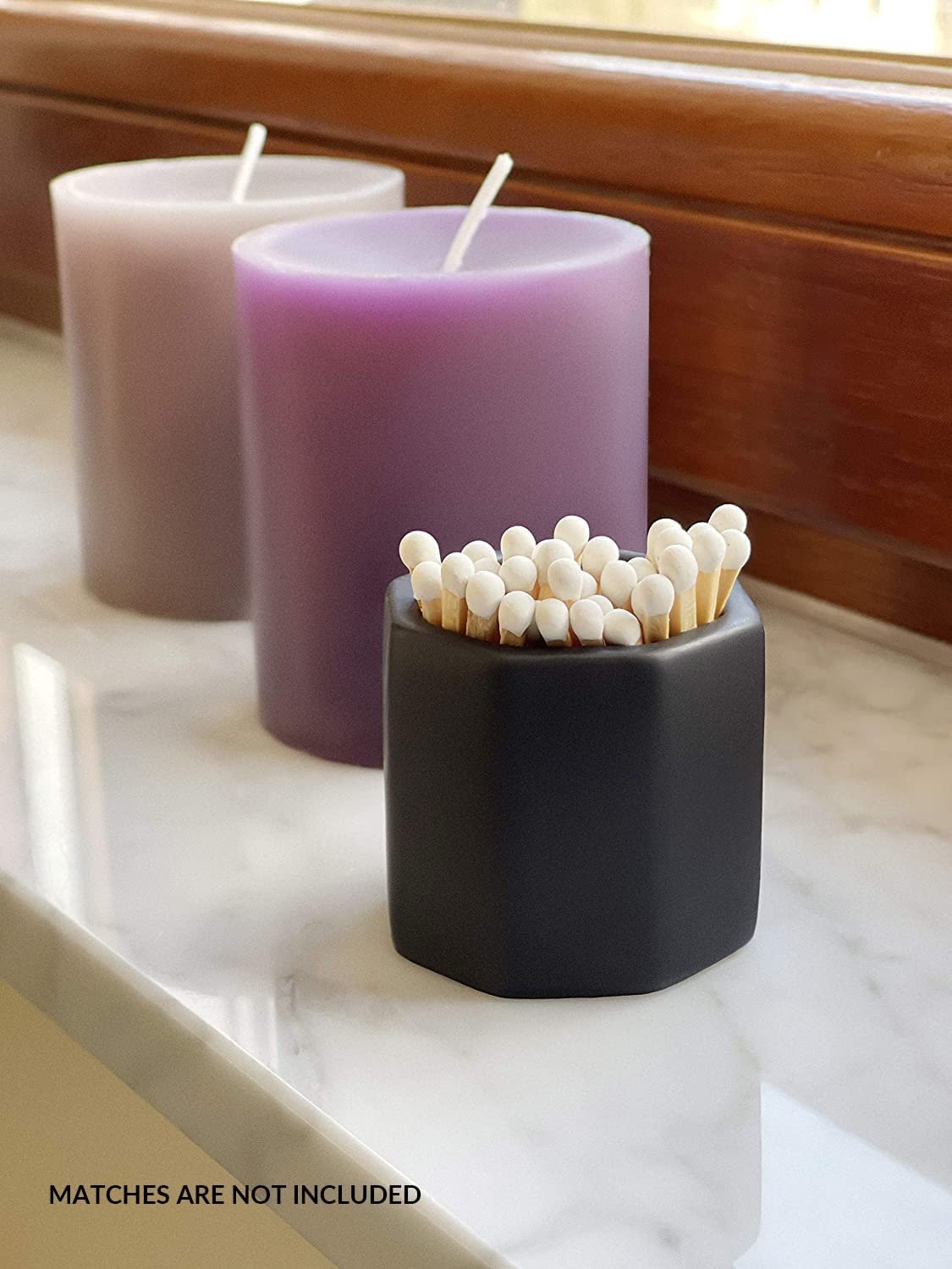 Custom Ceramic Matchstick Holders Porcelain Candle Jar with Match Holder and Striker Cute Size Black Container for Decorative