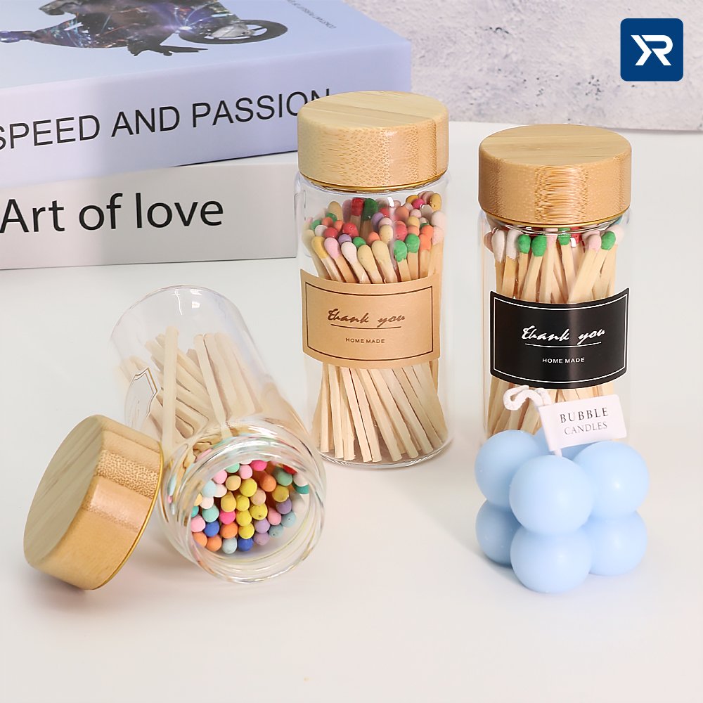 Matches Jar Safe Storage Jars Bottle Glass for Match Container Glass with Cork Lid for Safety Glass Customized Logo
