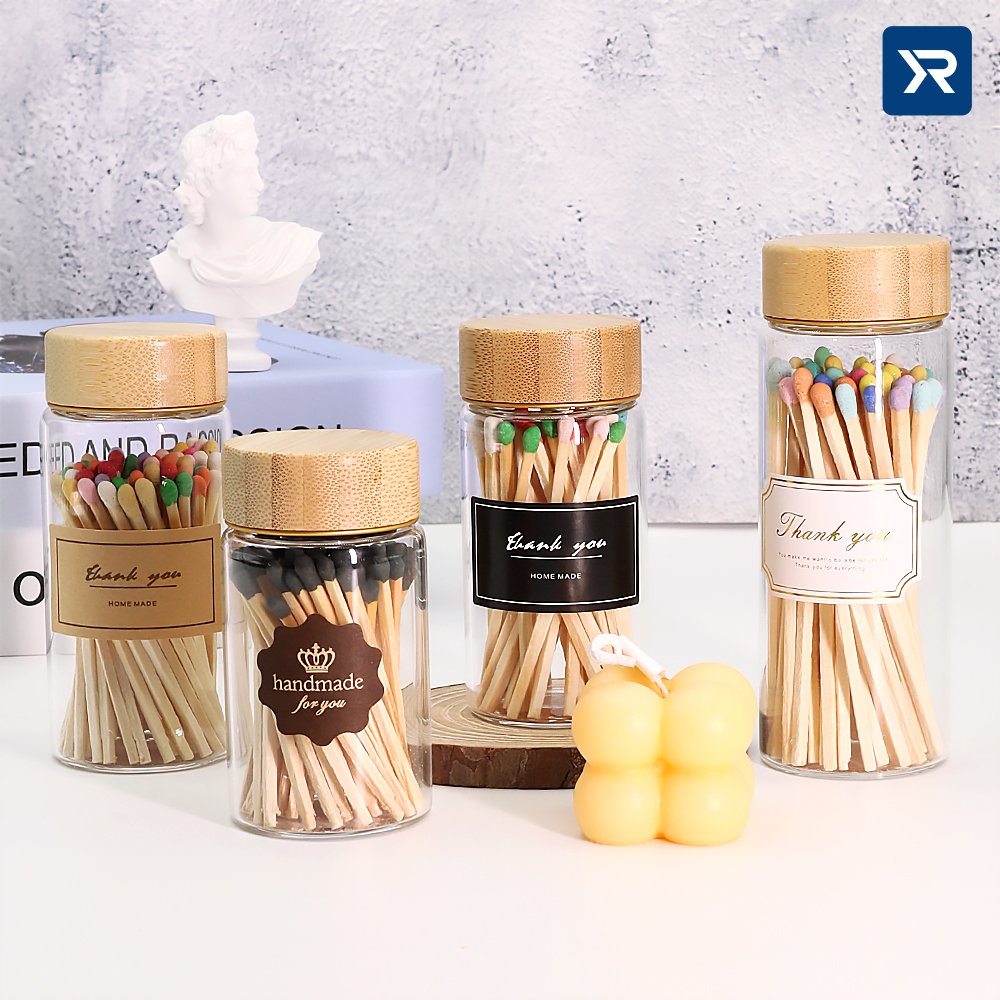 Matches Jar Safe Storage Jars Bottle Glass for Match Container Glass with Cork Lid for Safety Glass Customized Logo