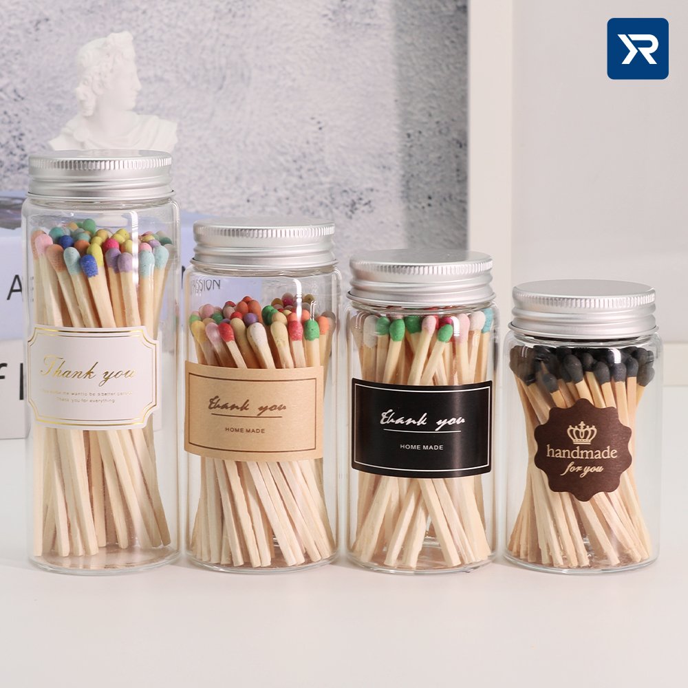 Matches Jar Safe Storage Jars Bottle Glass for Match Container Glass with Cork Lid for Safety Glass Customized Logo