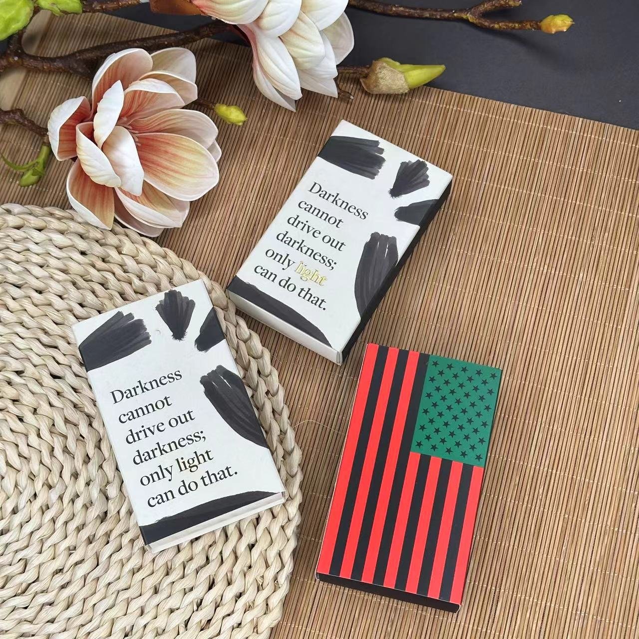 Custom advertising promotional boxed matches long wooden stick matches in matchbox logo stamping on box colored matches