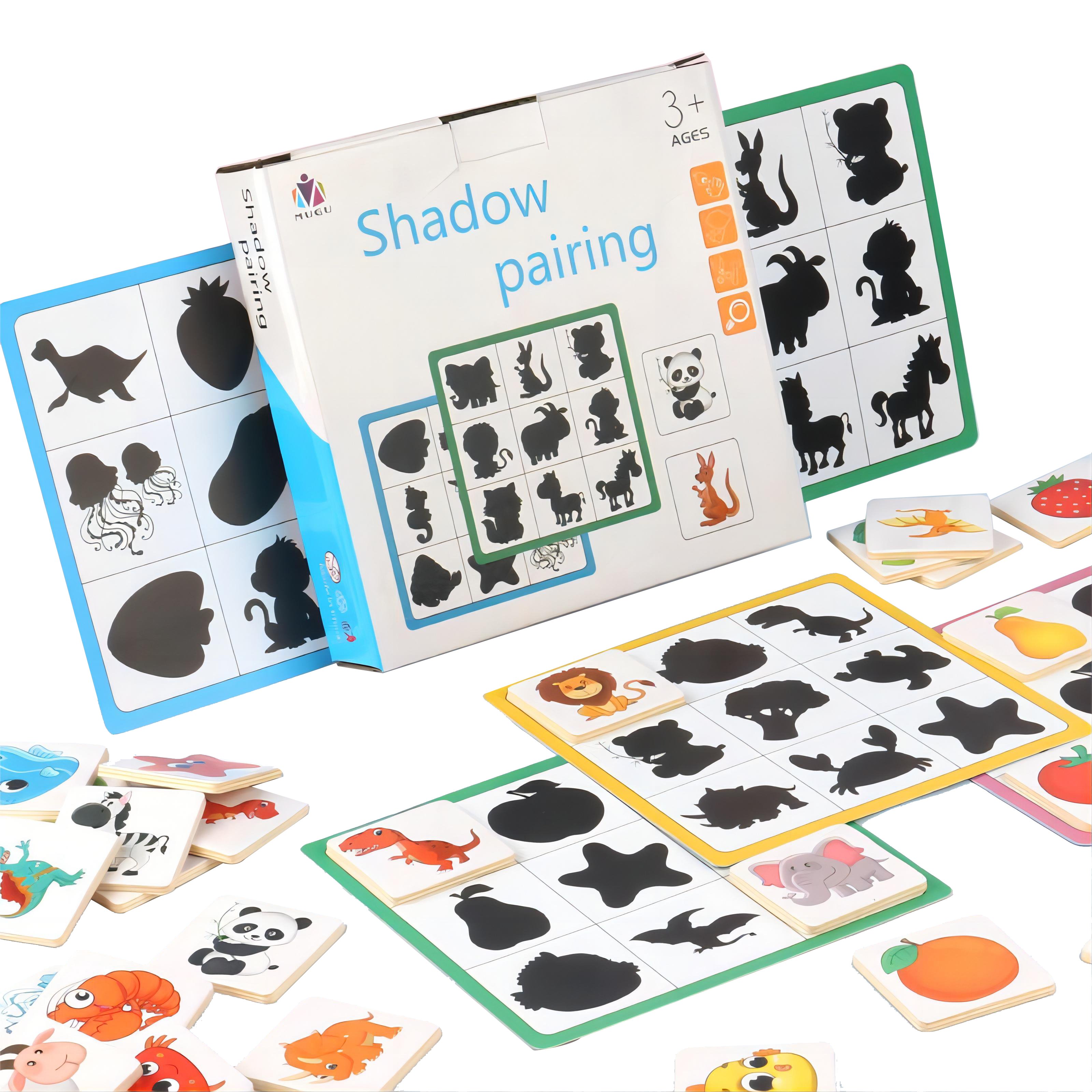Montessori Educational DIY Children Wooden Toys Animal Fruit Farm Dinosaur Shape Shadow Matching Puzzle Game Kid Raw Wood Unisex