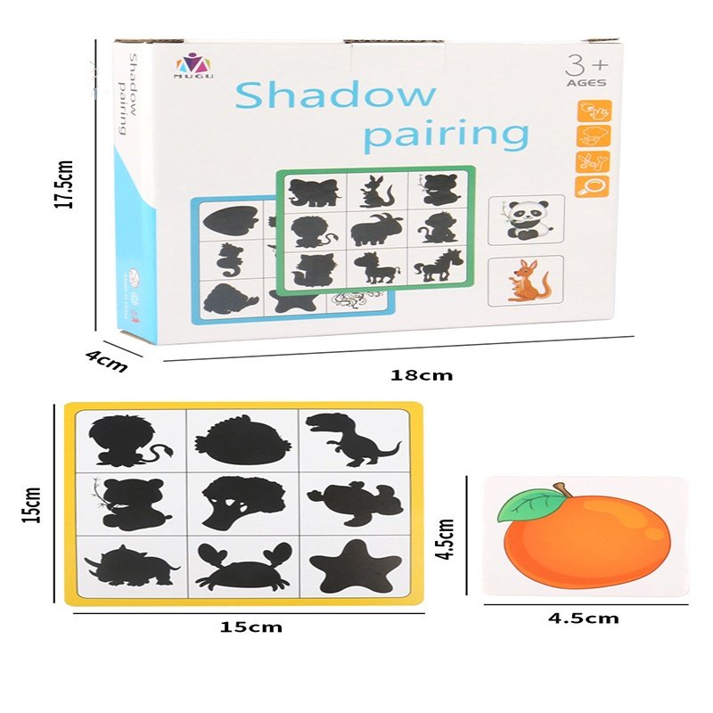 Montessori Educational DIY Children Wooden Toys Animal Fruit Farm Dinosaur Shape Shadow Matching Puzzle Game Kid Raw Wood Unisex