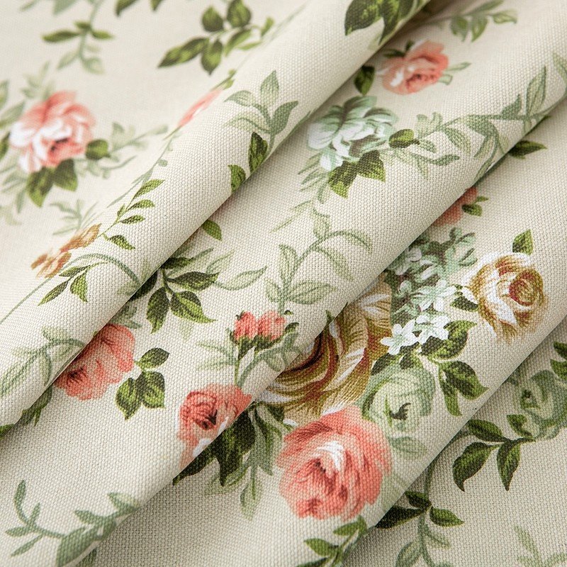 DUOLAI Floral Design Cotton Tablecloth With 6 Matching Napkin Set Home Decor Table Linen Easy To Clean Wedding Party Decorative