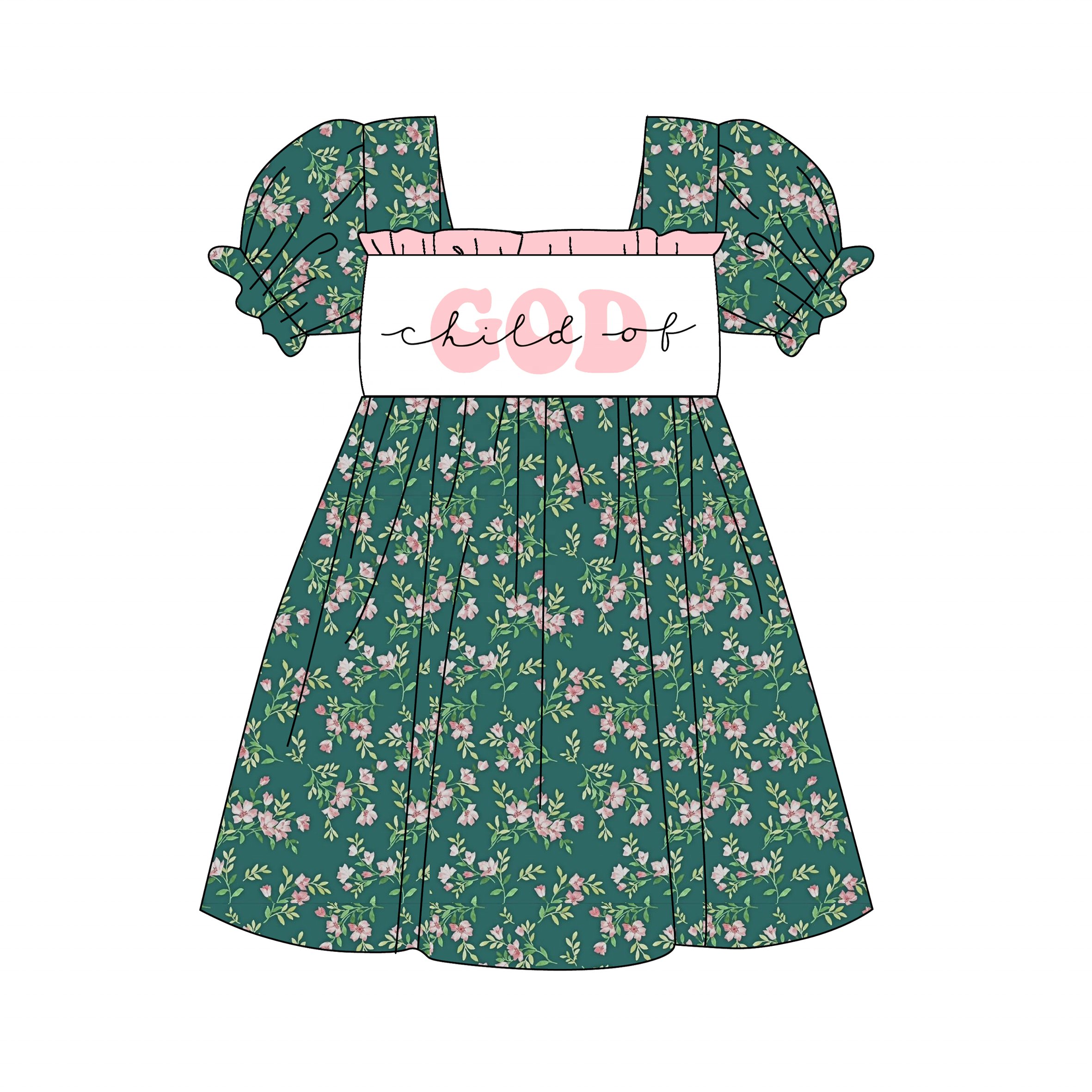 Kids Smocked Clothing Infant Baby Toddler Girls Boys Sibling Matching Clothes Summer Fall Floral Print Dress Outfit Romper