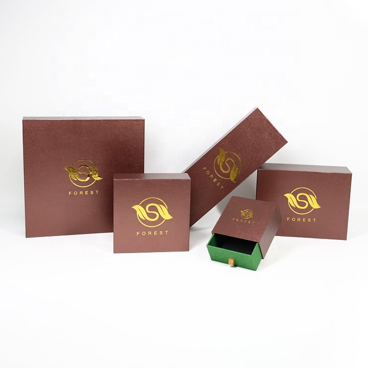 Custom Luxury Kraft Slide Out Match Drawer Cardboard Paper Jewelry Box With Velvet Insert