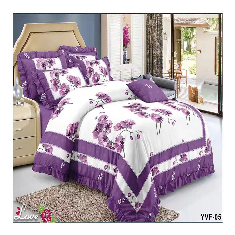 customized cotton 6pcs designer bedding set with matching curtains ready to ship king size bed sheet set for bedroom low MOQ