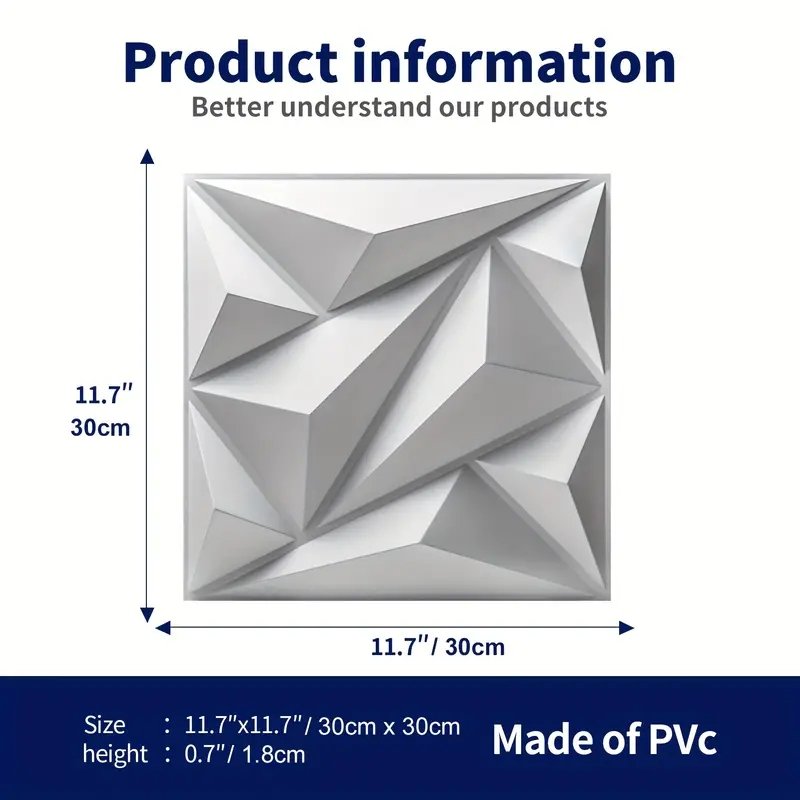 PVC 3D Diamond Wall Panel Jagged Matching-Matt White For Interior Wall Decor Feature Walls Decoration