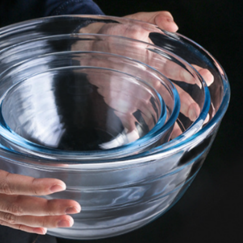 Container Fruit Salad Bowl Transparent Large Glass Keep Fresh Bowl Round Glass with Matching Plastic Lid Party Modern Handblown
