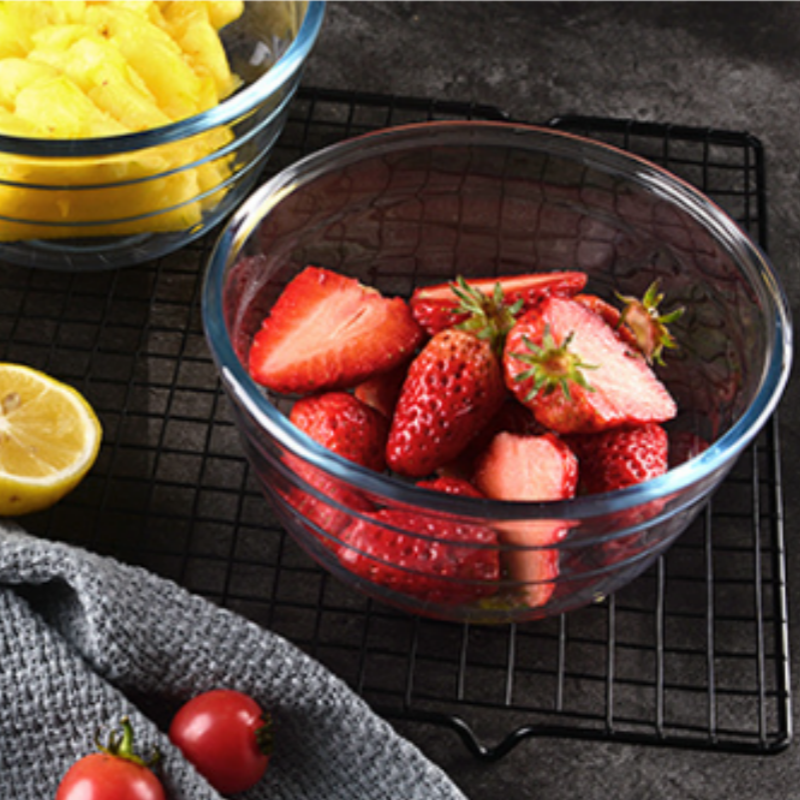 Container Fruit Salad Bowl Transparent Large Glass Keep Fresh Bowl Round Glass with Matching Plastic Lid Party Modern Handblown