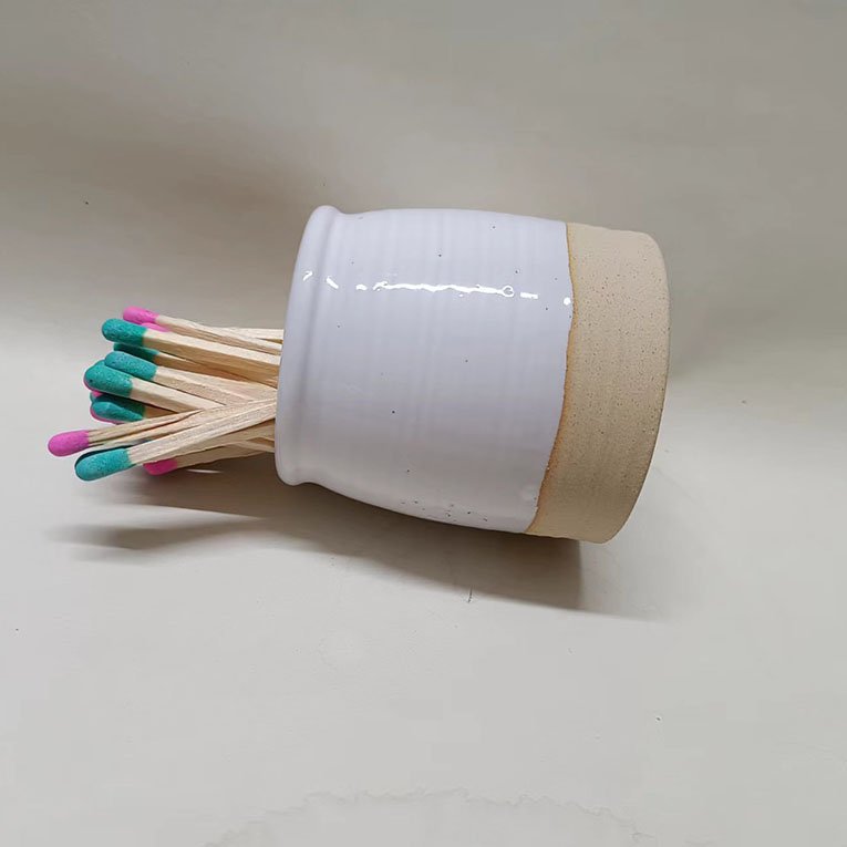 Wholesale Custom Ceramic Match Holder Cylinder Jar Shape Home Decoration with Printed Logo for Christmas