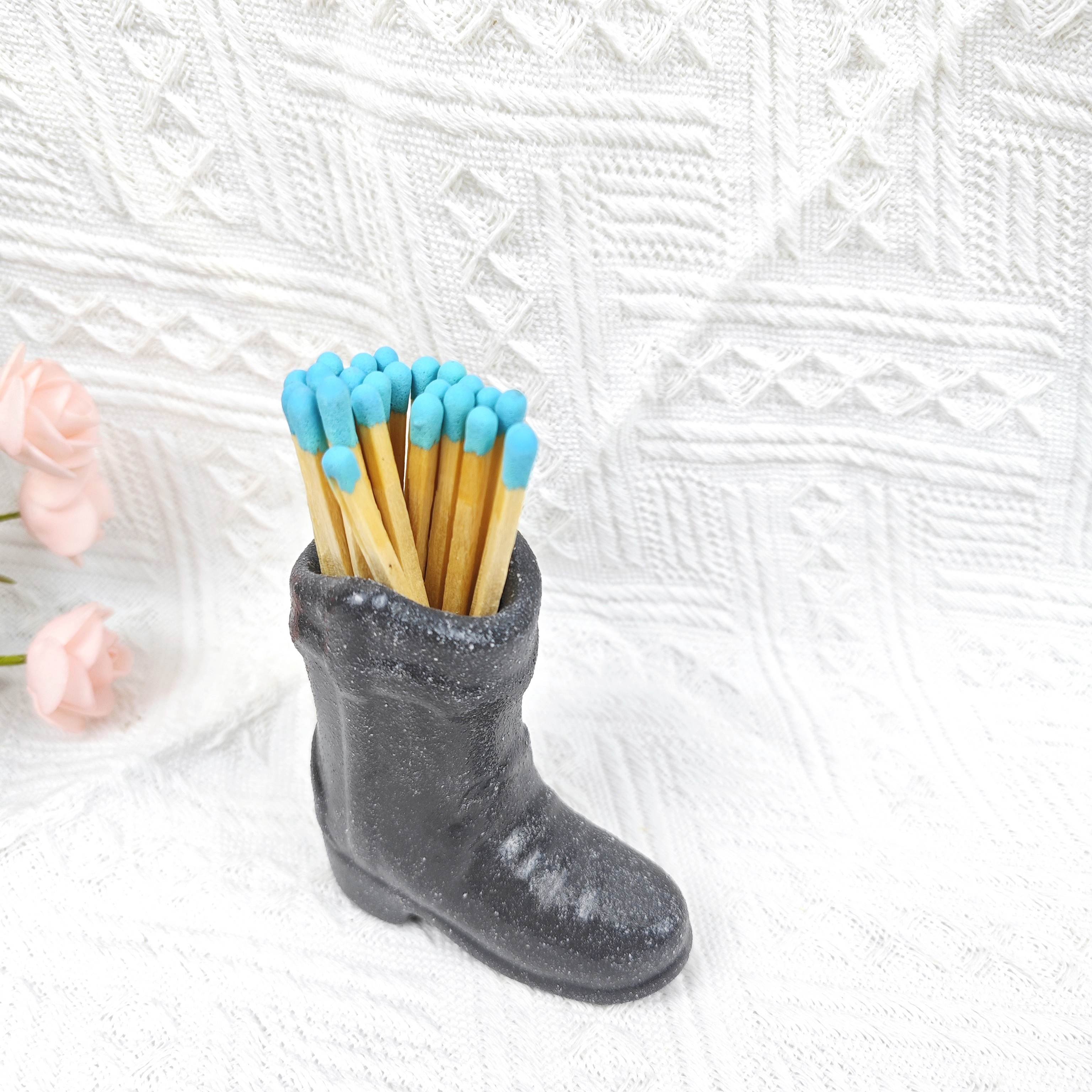 Ceramic Cowboy Boot Modern Holder Matchstick Storage Jar Match Stick Holder With Striker Custom Matches Holder