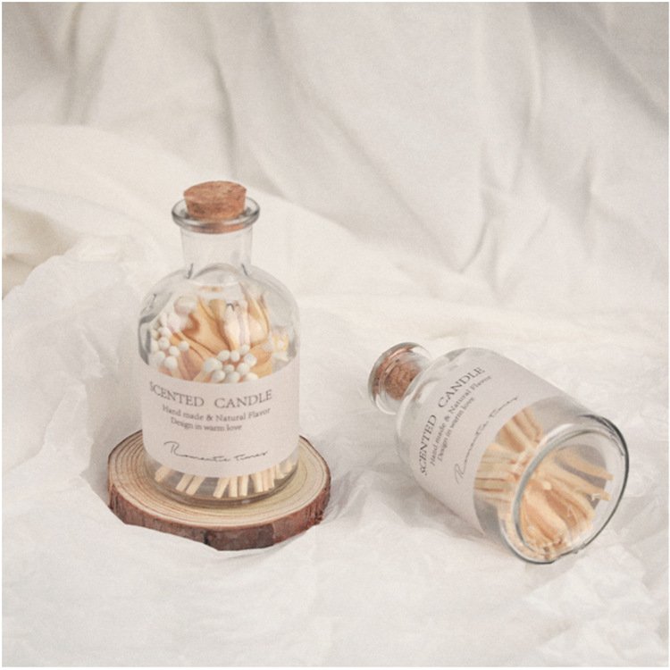 New Custom Colorful Match Sticks In Glass Jar Bottle Matches wooden matchsticks in bottle candle aromatherapy