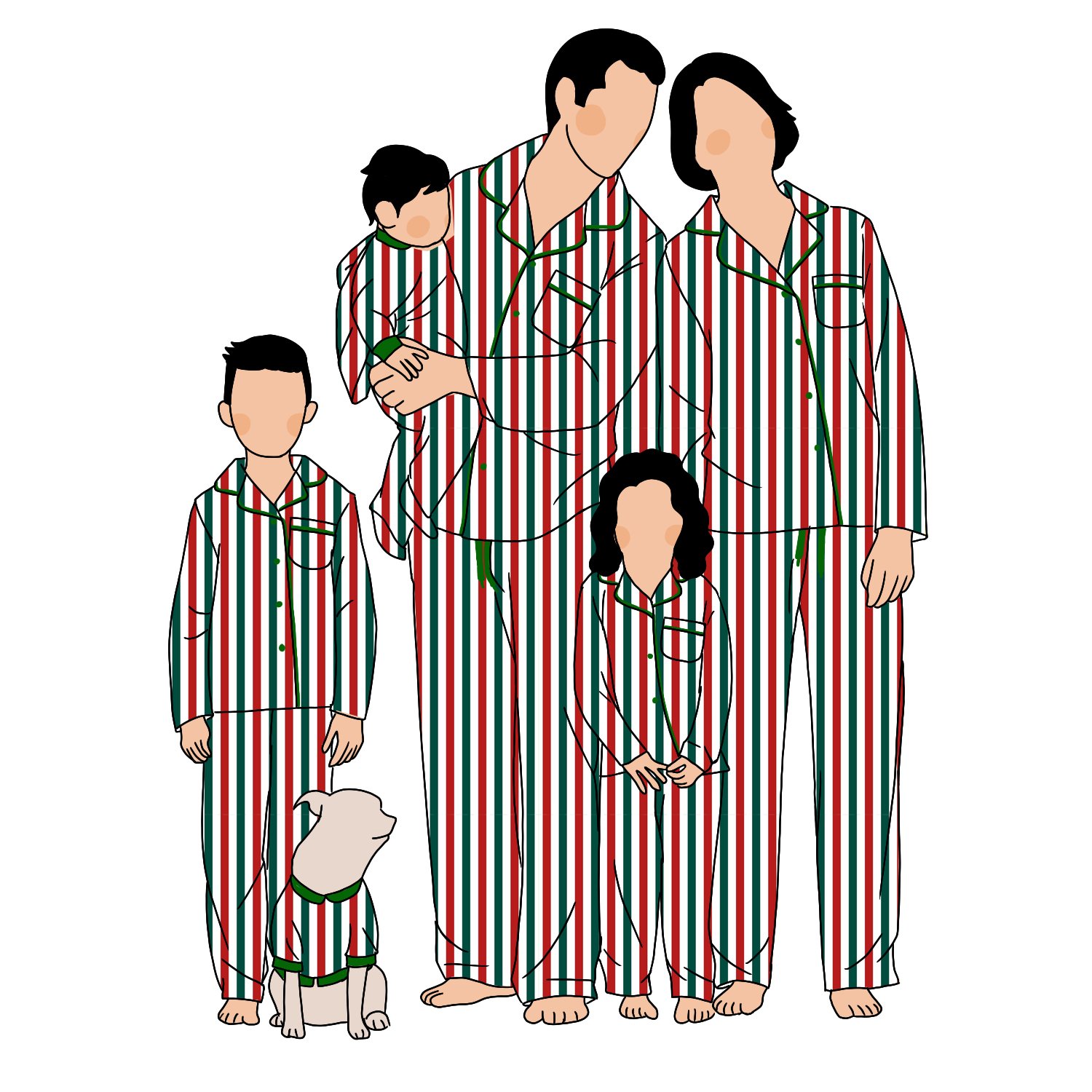 Custom Pattern Wholesale Funny Plaid Stripe Printing Matching Family Pajamas Shirt And Pant Holiday Pajamas Set