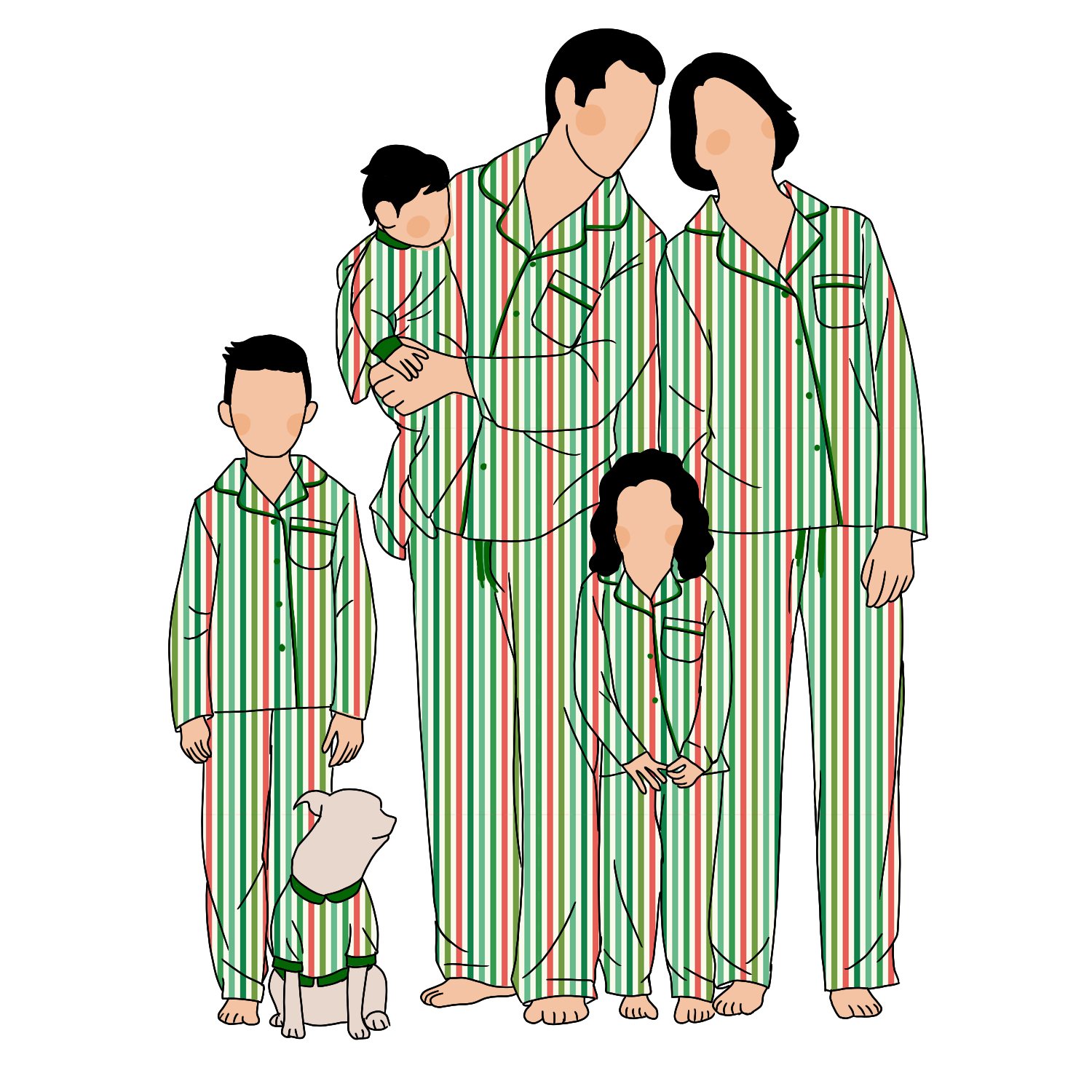 Custom Pattern Wholesale Funny Plaid Stripe Printing Matching Family Pajamas Shirt And Pant Holiday Pajamas Set