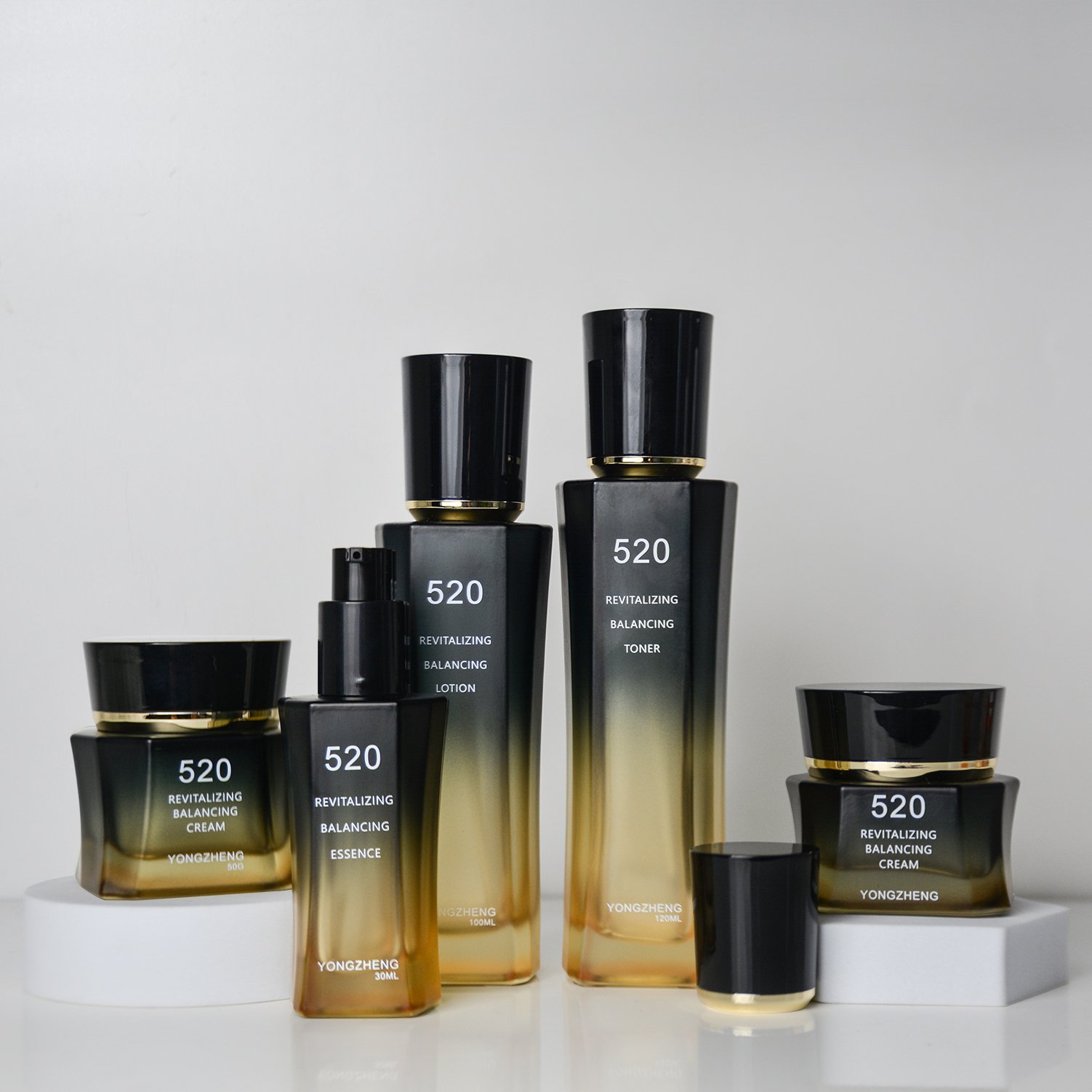 Classic New 30g 50g 40ml 100ml 120ml Premium Luxury Square Gradient Black Glass Skin Care Cosmetic Container with Matching Lid
