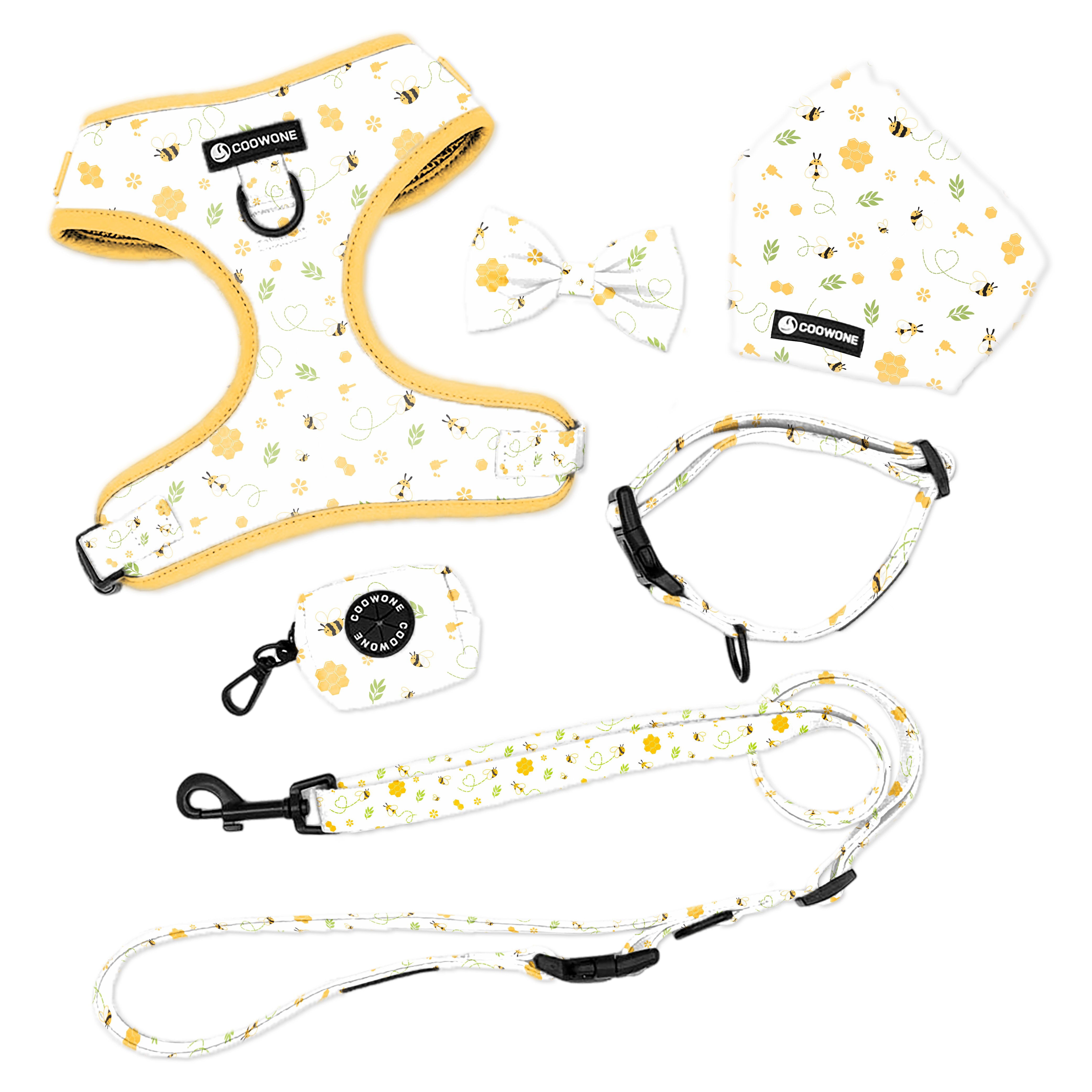 Dogs Harness Set Custom Designer for Evil Eyes Dog Collar And Matching Leashes Sublimation Printed Light Pink Neoprene Harness