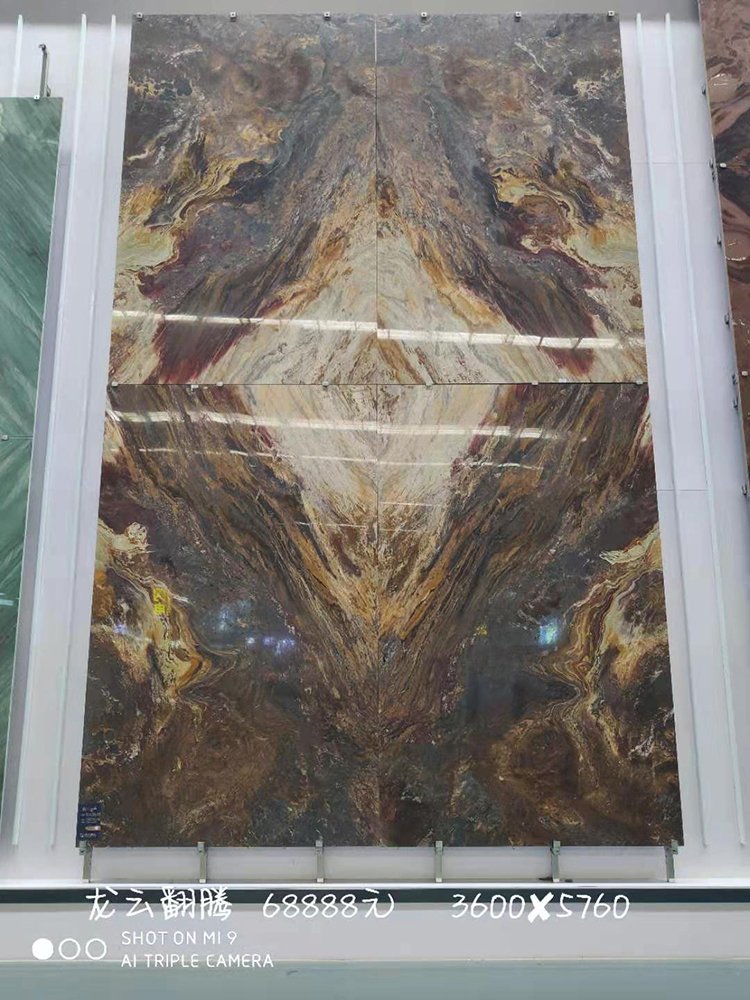 Yellow Book Match Marble Real Wall Marble sheets for Home Decoration