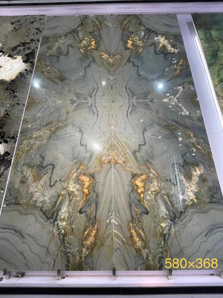 Yellow Book Match Marble Real Wall Marble sheets for Home Decoration