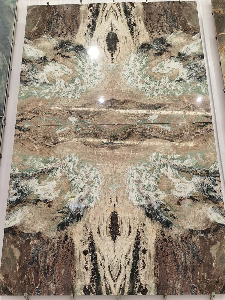 Yellow Book Match Marble Real Wall Marble sheets for Home Decoration