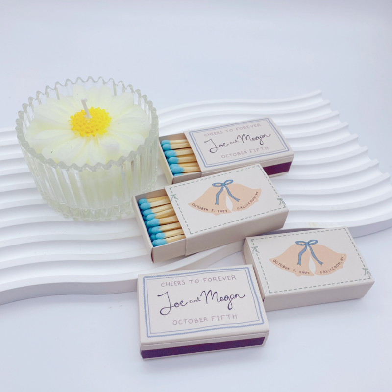 Personalized wedding matchbox favor drawer match boxes gift packaging with logo Custom design candle matches