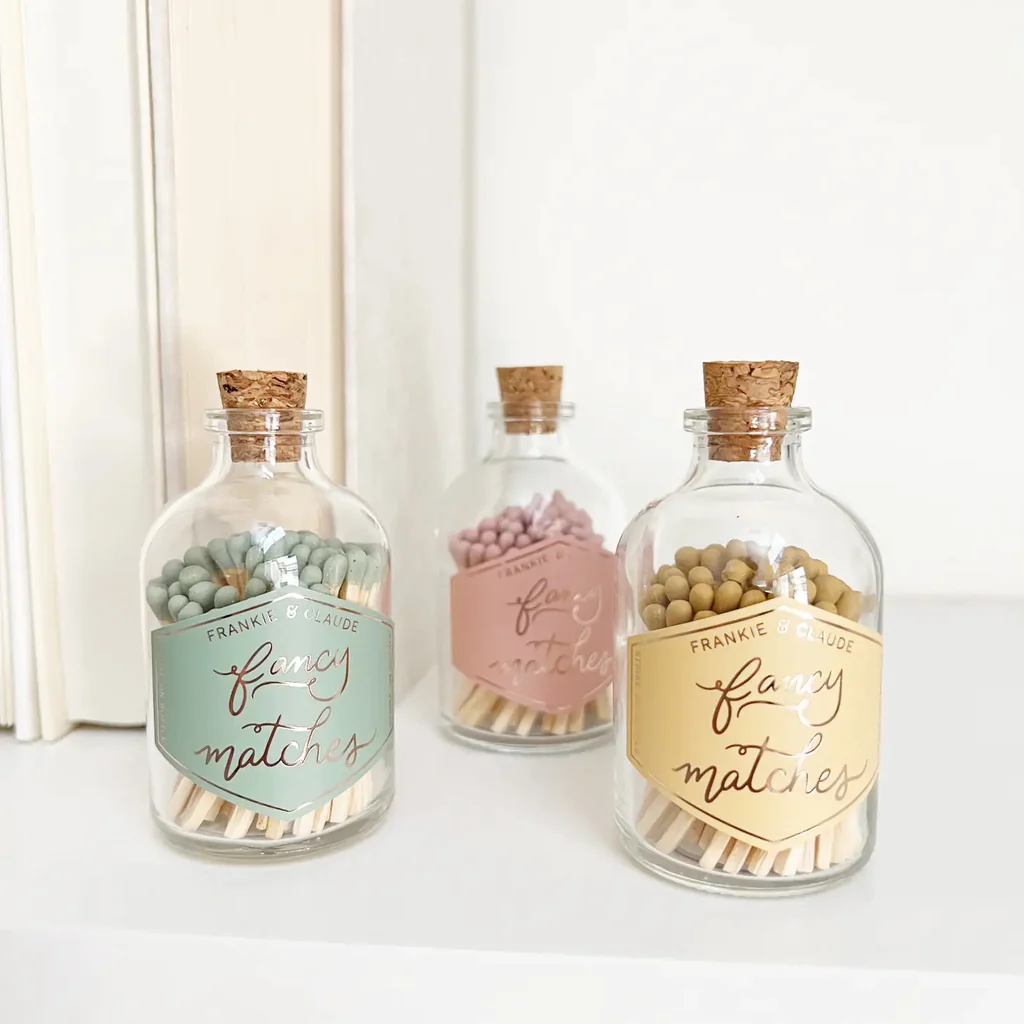 wholesale custom luxury wood matchsticks with logo glass bottle matches for candle aromatherapy