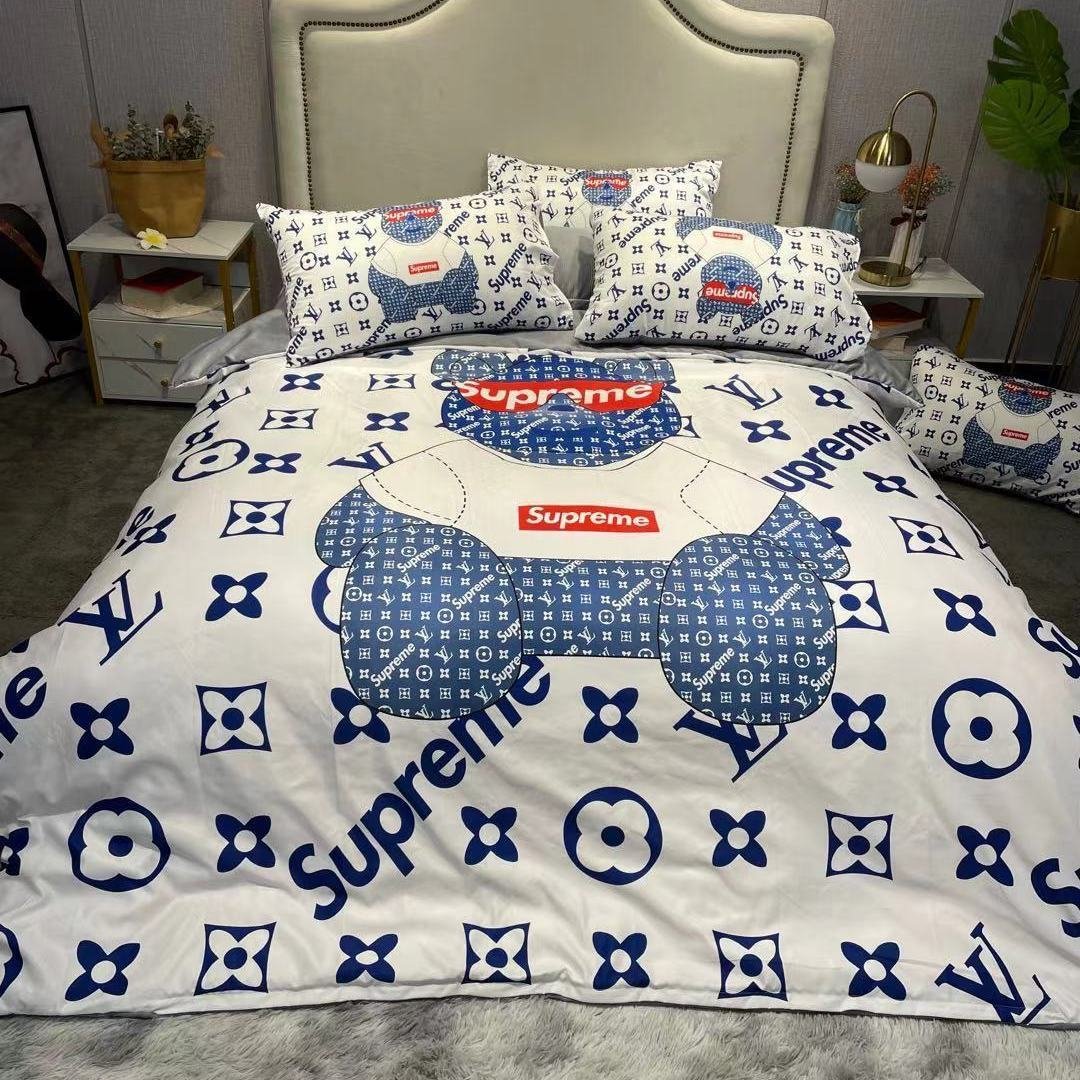 customized cotton 6pcs designer bedding set with matching curtains