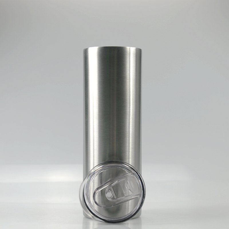AGH 12oz 15oz 20oz 30oz Stainless Steel Cups Steel Color Double Walled Straight Skinny Tumbler With Lids