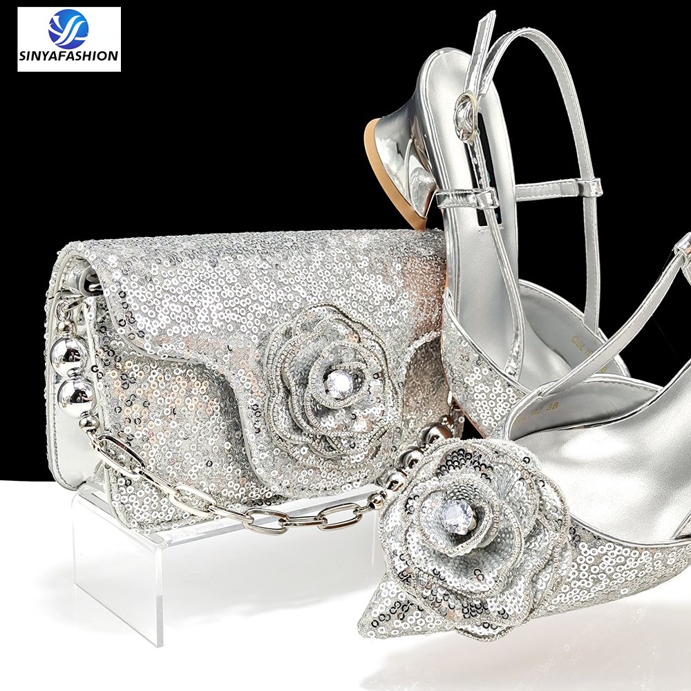 Sinya Luxury Ladies Colorful Style Matching Shoes And Bags Wholesale Ceremonial Shoe And Bag Set For African Women