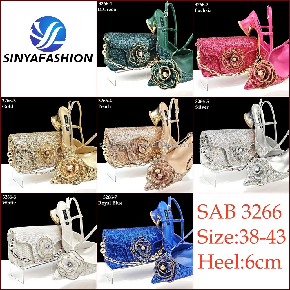 Sinya Luxury Ladies Colorful Style Matching Shoes And Bags Wholesale Ceremonial Shoe And Bag Set For African Women