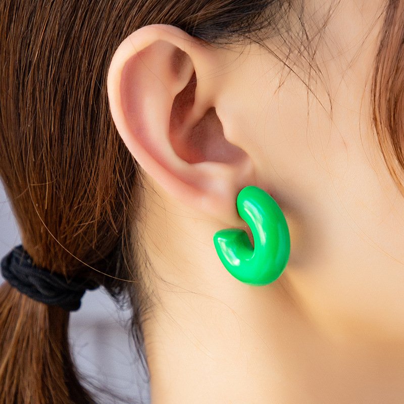 New Arrival Top Selling Simple Fashion Geometry Multi-color Circle Street Snap Personality All-match Jewelry Earrings Trendy