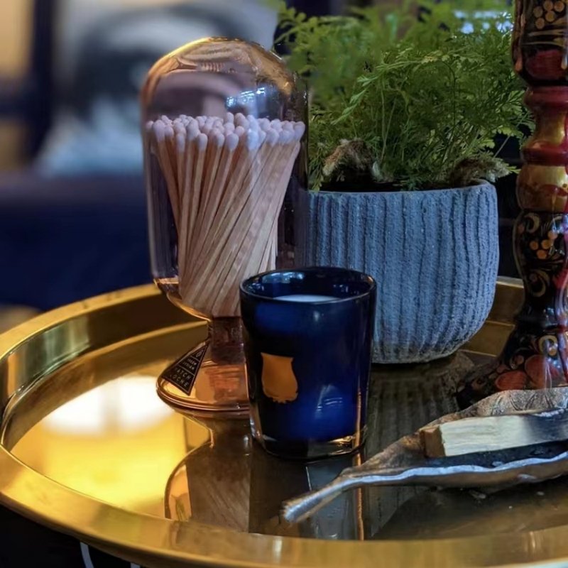 Glass Cloche Jar Glass Fireplace Cloche Fancy Striker Bottle Matches Holder Mantel Decorations Striker for Cute Matches