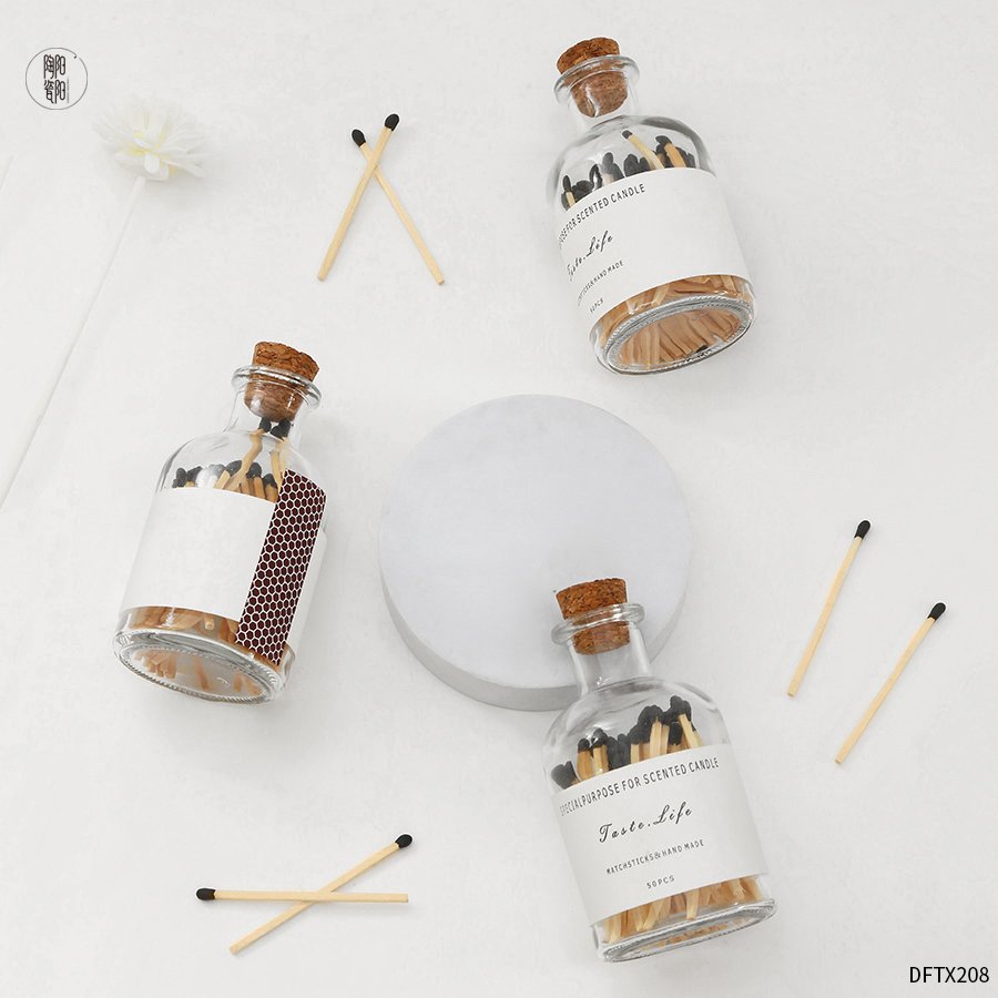 2024 New Arrival Customized Glass Bottle Matches Head Wooden Matchsticks