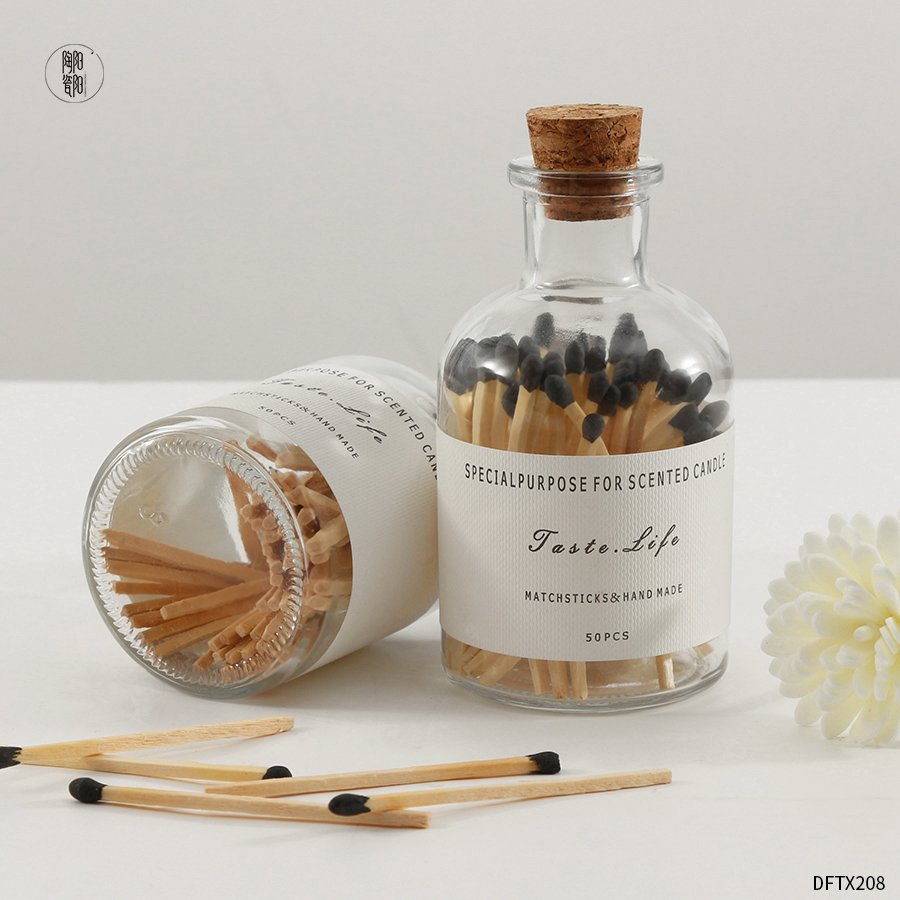 2024 New Arrival Customized Glass Bottle Matches Head Wooden Matchsticks