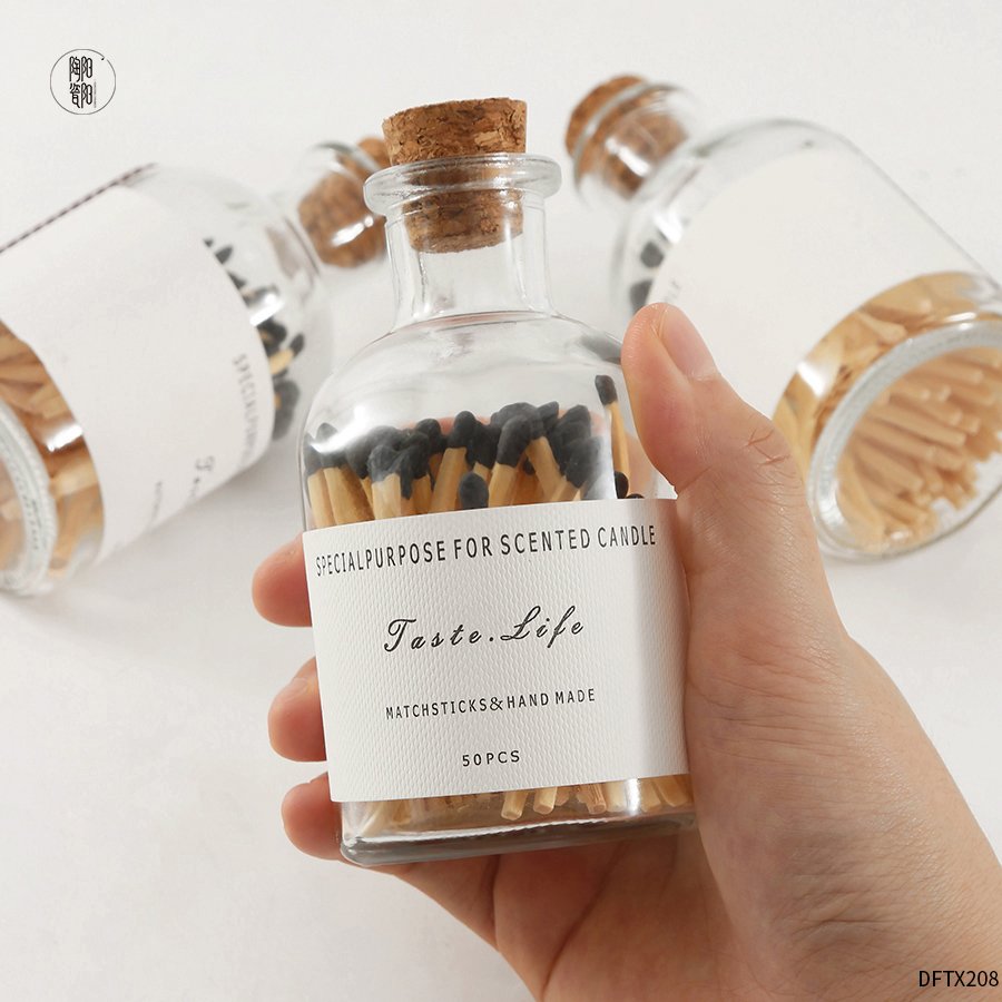 2024 New Arrival Customized Glass Bottle Matches Head Wooden Matchsticks